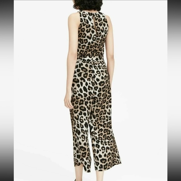 BANANA REPUBLIC Leopard Print Sleeveless Wide Leg Cropped Jumpsuit - Picture 3 of 9